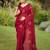 Maroon floral embroidered pure cotton saree