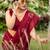 Maroon floral embroidered pure cotton saree