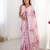 Pink floral mirror work silk blend saree