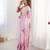 Pink floral mirror work silk blend saree