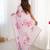 Pink floral mirror work silk blend saree