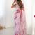 Pink floral mirror work silk blend saree