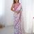 Pink floral mirror work  saree