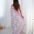 Pink floral mirror work  saree