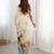 White floral printed mirror work saree with unstitched blouse piece