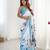 Blue mirror work border saree with blouse piece