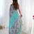 Grey floral printed mirror work saree with unstitched blouse piece