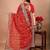 Red bandhani embroidered poly georgette bandhani saree