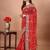 Red bandhani embroidered poly georgette bandhani saree