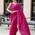 Magenta floral embellished beads & stones saree with blouse