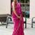 Magenta floral embellished beads & stones saree with blouse