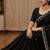 Black embellished mirror work satin fusion saree