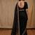 Black embellished mirror work satin fusion saree