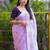 Lavender floral printed embroidered kota doria saree with unstitched blouse piece