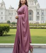 Purple beads and stones silk blend mysore silk saree
