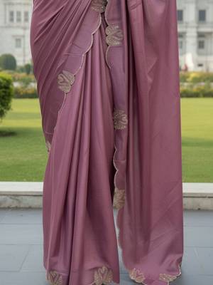 Purple beads and stones silk blend mysore silk saree 4