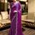 Purple ethnic motifs embroidered poly chiffon saree