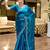 Blue woven design poly chiffon designer saree