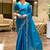 Blue woven design poly chiffon designer saree