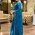 Blue woven design poly chiffon designer saree