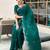 Teal woven design poly chiffon heavy work saree