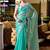 Turquoise woven design poly chiffon designer saree
