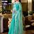 Turquoise woven design poly chiffon designer saree