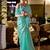 Turquoise woven design poly chiffon designer saree