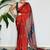 Rust floral satin block print saree