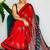 Rust floral satin block print saree