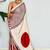 Cream striped satin block print saree