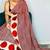 Red striped satin block print saree