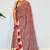 Red striped satin block print saree