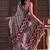 Cream ethnic motifs satin block print saree