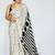 Off white ethnic motifs satin block print saree