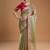 Green jimmychoo embroidery work saree with unstitched blosue piece