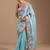 Blue jimmychoo embroidery work saree with unstitched blosue piece