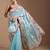 Blue jimmychoo embroidery work saree with unstitched blosue piece