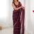 Purple striped beads and stones saree
