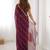 Purple striped beads and stones saree
