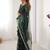 Green striped beads and stones saree