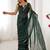 Green striped beads and stones saree
