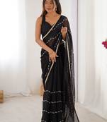 Black embellished beads and stones saree