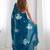 Blue women floral embellished sequinned pure chiffon saree