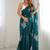 Teal floral embroidered sequinned pure chiffon saree