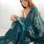 Teal floral embroidered sequinned pure chiffon saree
