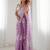 Purple floral sequinned pure chiffon heavy work saree