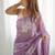 Purple floral sequinned pure chiffon heavy work saree