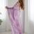 Purple floral sequinned pure chiffon heavy work saree