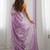 Purple floral sequinned pure chiffon heavy work saree
